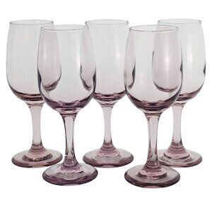 5) Libbey Premiere Plum Wine Glasses 7" tulip shape  glasses 1998